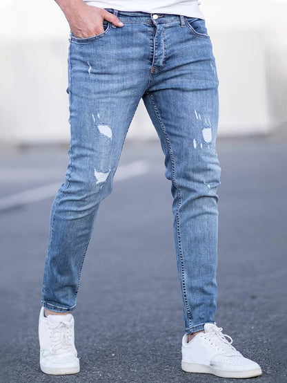 Skinny Jeans – Blau – Schmaler Schnitt – Zerrissene Jeans – Herrenjeans-Chaps Herrenmode