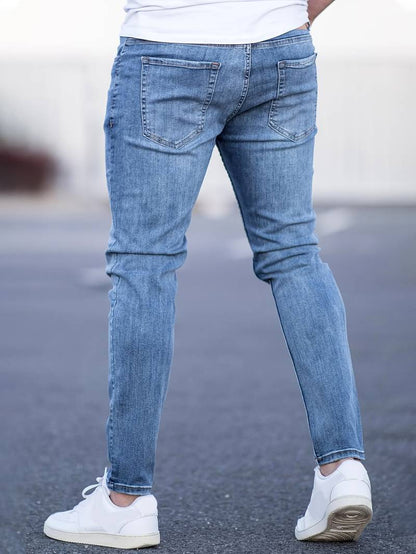 Skinny Jeans – Blau – Schmaler Schnitt – Zerrissene Jeans – Herrenjeans-Chaps Herrenmode