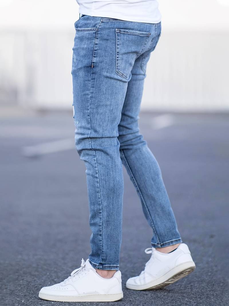 Skinny Jeans – Blau – Schmaler Schnitt – Zerrissene Jeans – Herrenjeans-Chaps Herrenmode