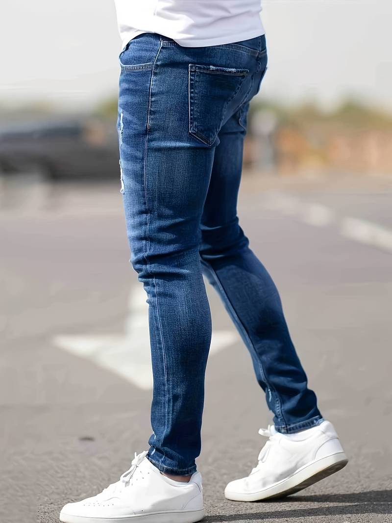 Skinny Jeans – Blau – Schmaler Schnitt – Zerrissene Jeans – Herrenjeans-Chaps Herrenmode