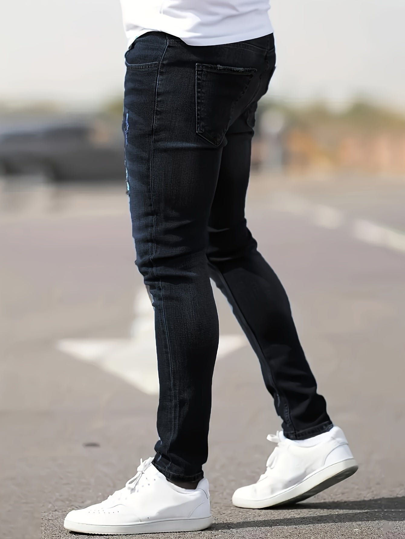 Skinny Jeans – Blau – Schmaler Schnitt – Zerrissene Jeans – Herrenjeans-Chaps Herrenmode