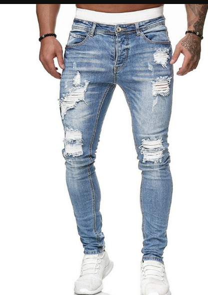 Skinny Jeans – Blau – Schmaler Schnitt – Zerrissene Jeans – Herrenjeans-Graphitfarbe-XS-Chaps Herrenmode