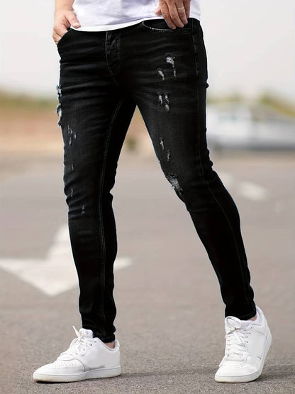 Skinny-Jeans | Ripped | Stretch | Schlanke Fit-Jeans | Herrenjeans-Graphitfarbe-XS-Chaps Herrenmode