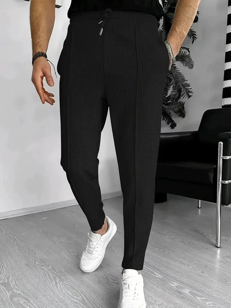 Slim-Fit-Jogginghose | Stretch | Elastische Taille | Jogger-Hose | Herrenhose-Schwarz-S-Chaps Herrenmode