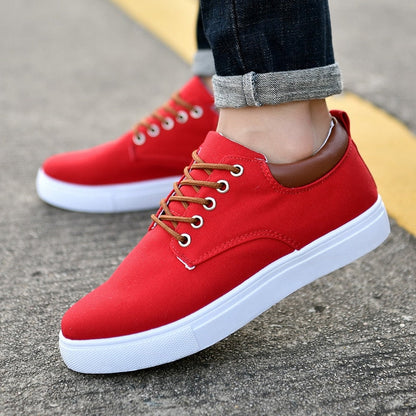 Slip-on Sneakers - Herren Casual Freizeit Canvas Sneakers-Rot-39-Chaps Herrenmode