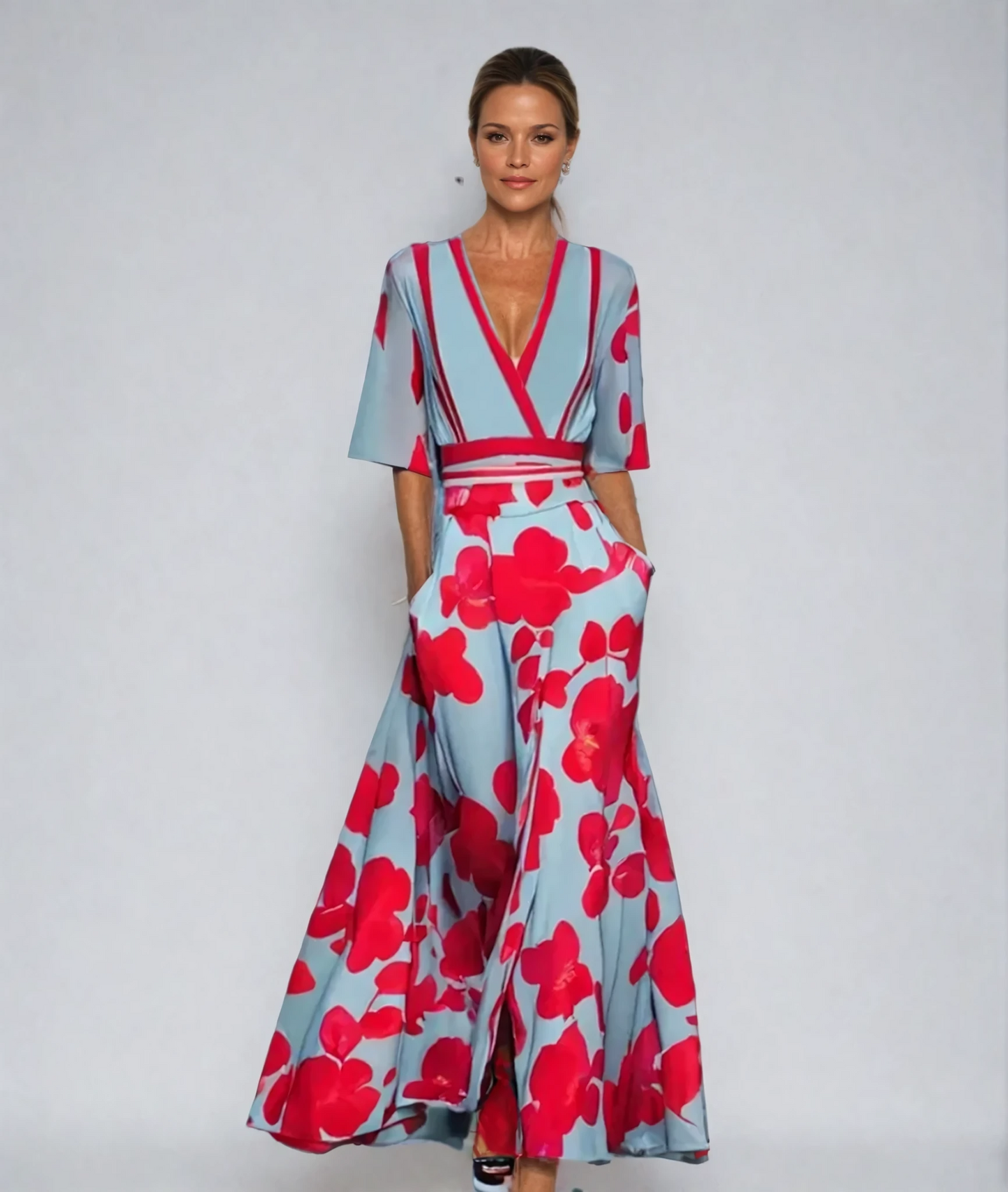 Wickelblumenrobe Luxus Damen Bademantel Weich