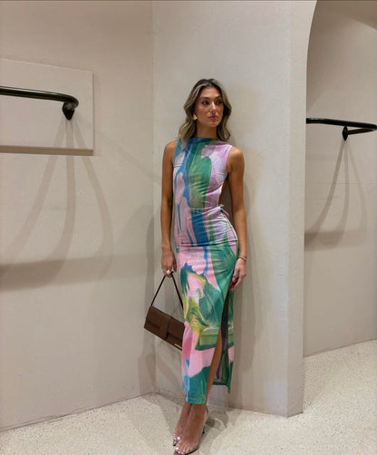 Weibliches Maxikleid mit tiefem Rückenausschnitt Elegant