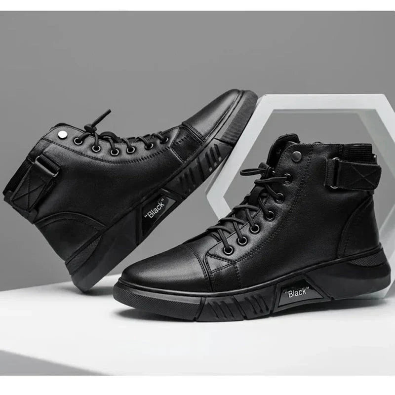 Hohe Sneaker Herren Schuhe Schwarz Reißverschluss - BerlinGlamour