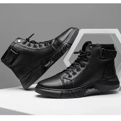 Hohe Sneaker Herren Schuhe Schwarz Reißverschluss - BerlinGlamour