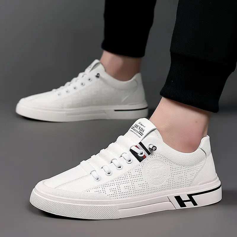 Weiße Herren Sneaker Schnürschuhe Bequem - BerlinGlamour