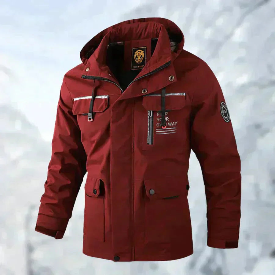 Snow Jacket – Wasserdichte Winter-Skijacke mit Kapuze für Männer-Rot-M-Chaps Herrenmode