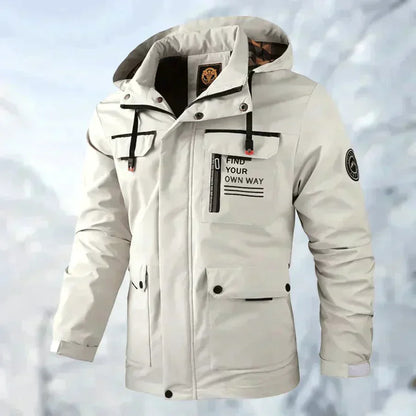 Snow Jacket – Wasserdichte Winter-Skijacke mit Kapuze für Männer-Weiß-M-Chaps Herrenmode