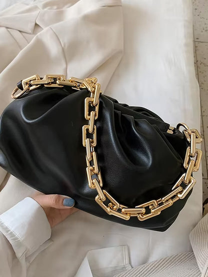Damen-Tasche Modern mit Gold-Kette Metallic