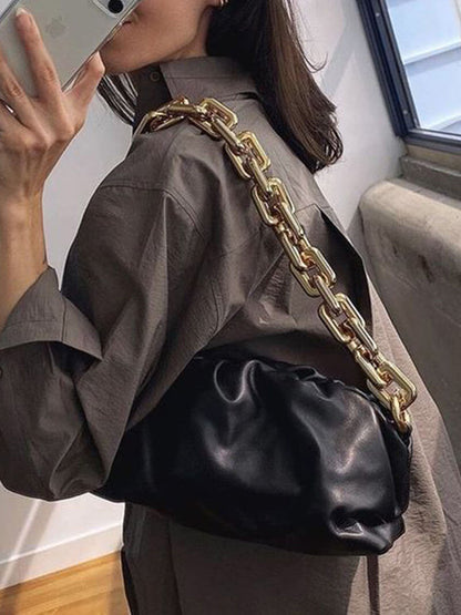 Damen-Tasche Modern mit Gold-Kette Metallic