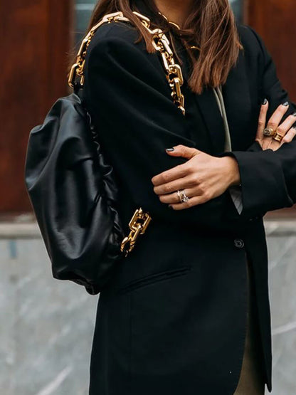 Damen-Tasche Modern mit Gold-Kette Metallic