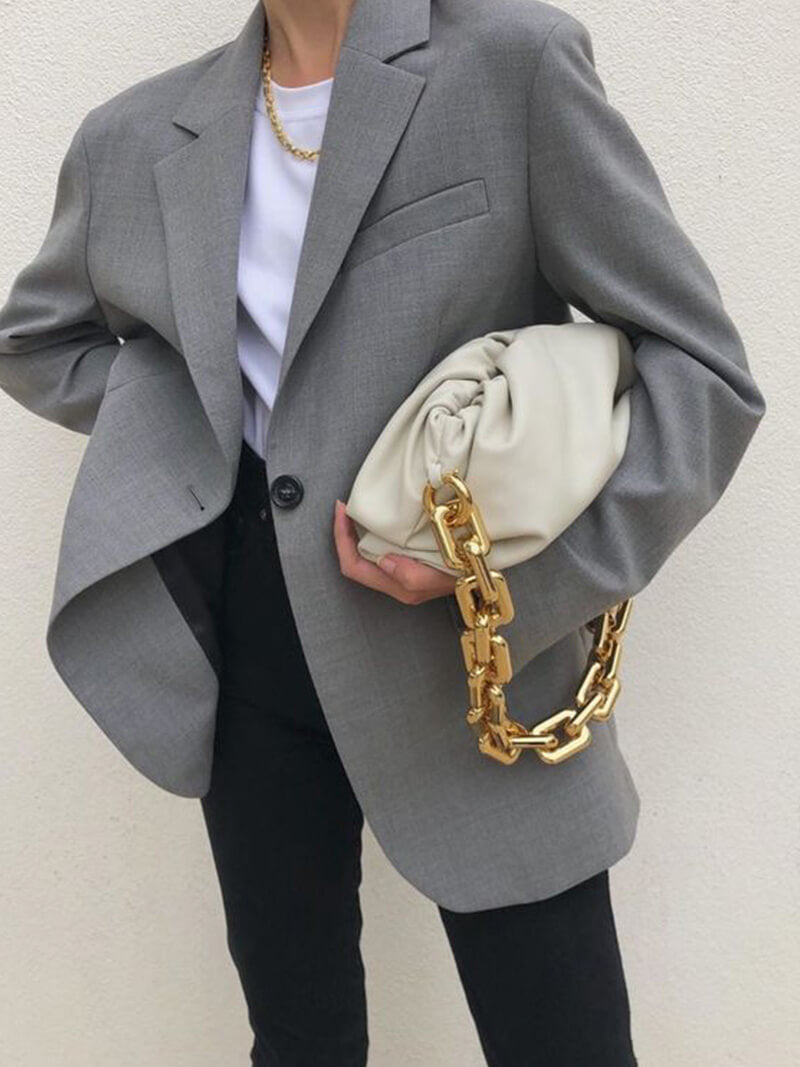 Damen-Tasche Modern mit Gold-Kette Metallic