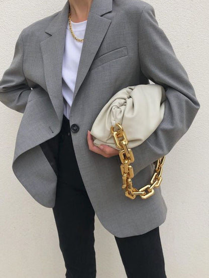 Damen-Tasche Modern mit Gold-Kette Metallic