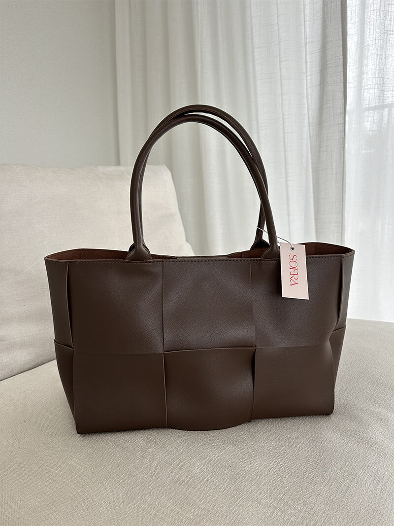 Elegante Flecht Handtasche Zeitlos Schwarz