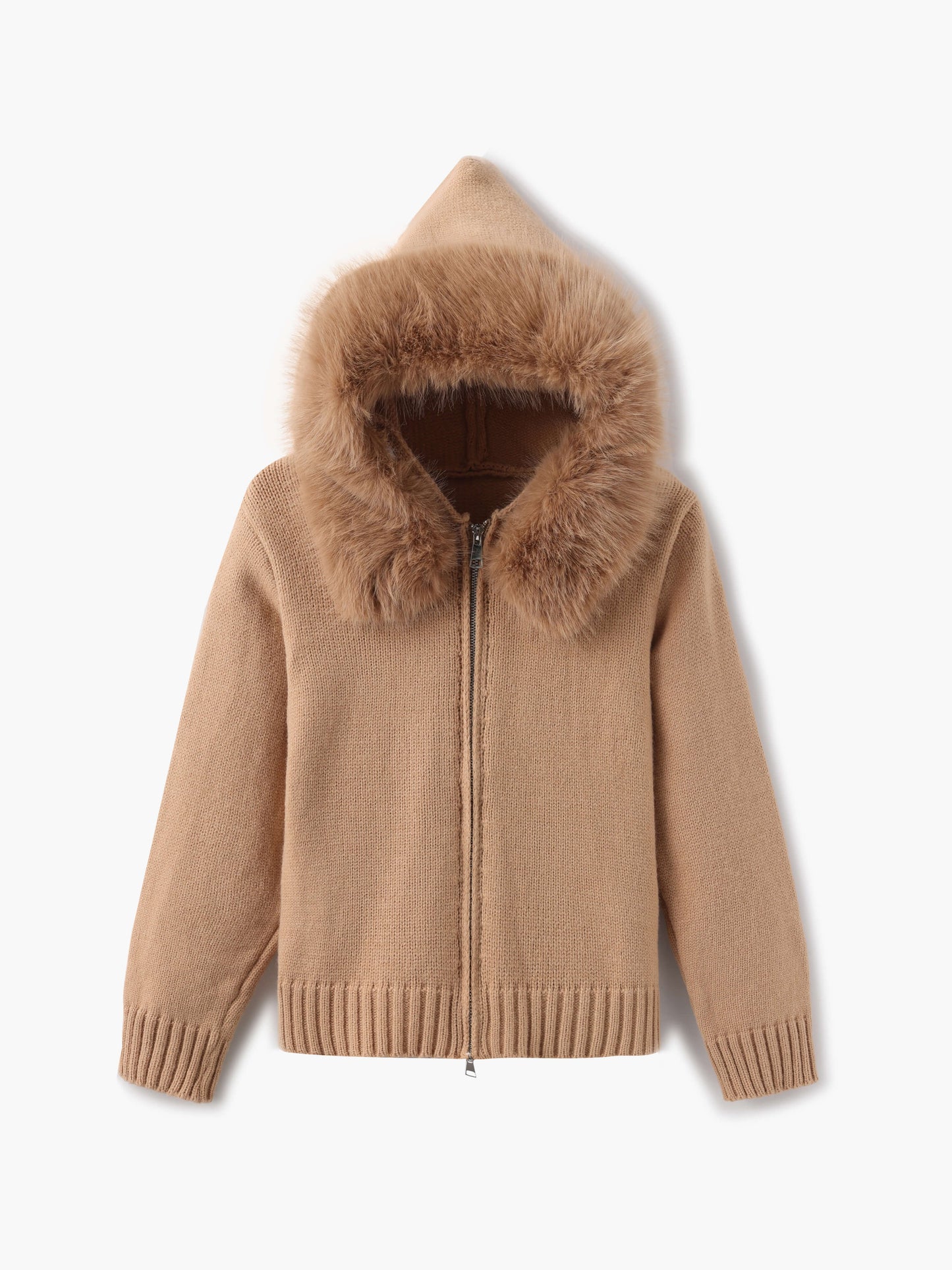 Damen Winterjacke Grau Kapuze Kunstpelz Warm