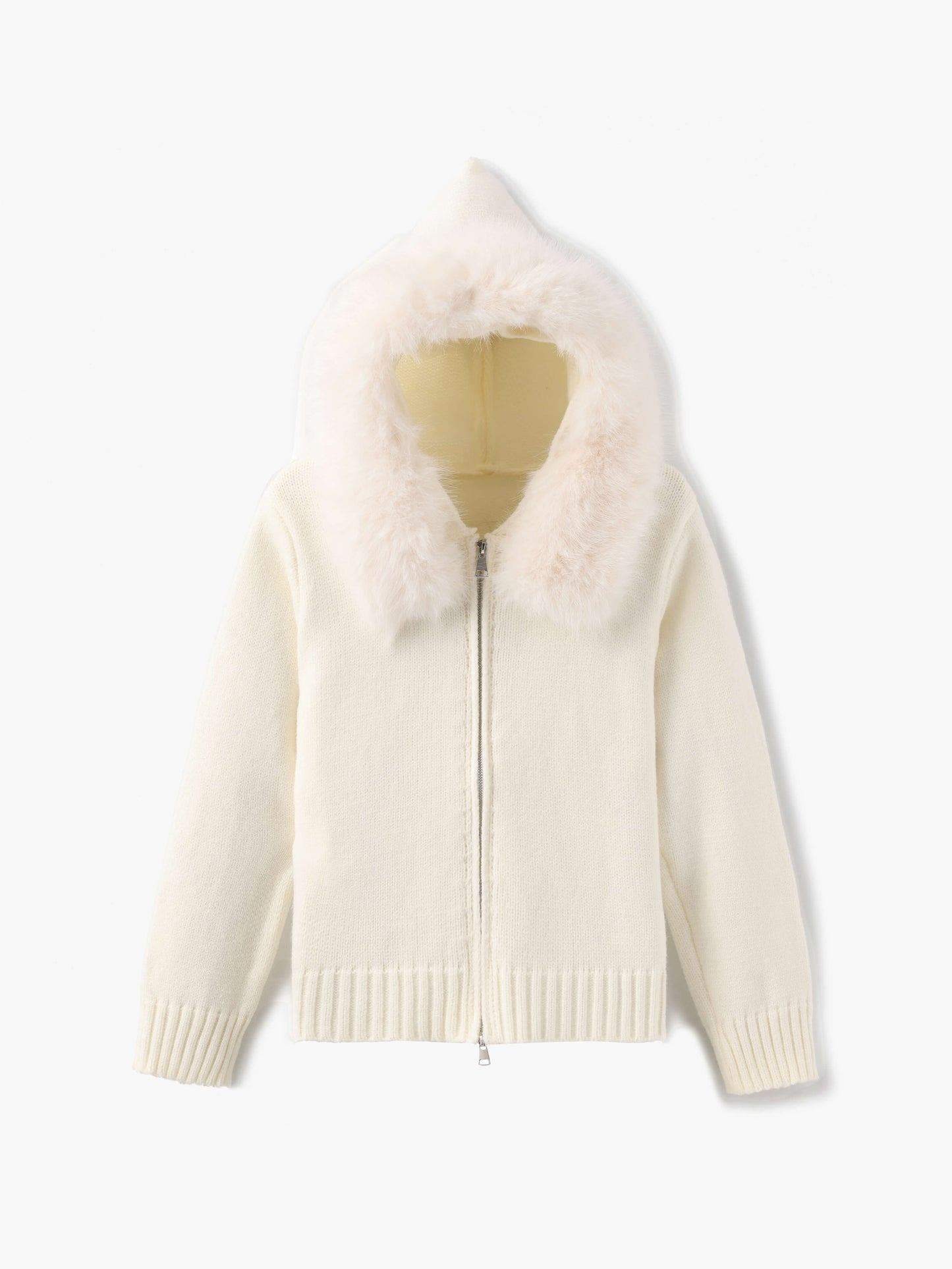 Damen Winterjacke Grau Kapuze Kunstpelz Warm