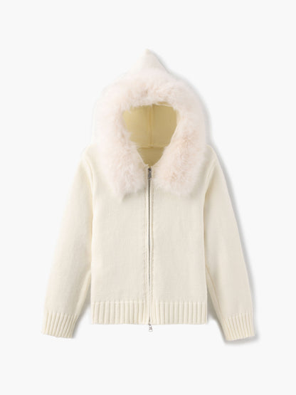 Damen Winterjacke Grau Kapuze Kunstpelz Warm