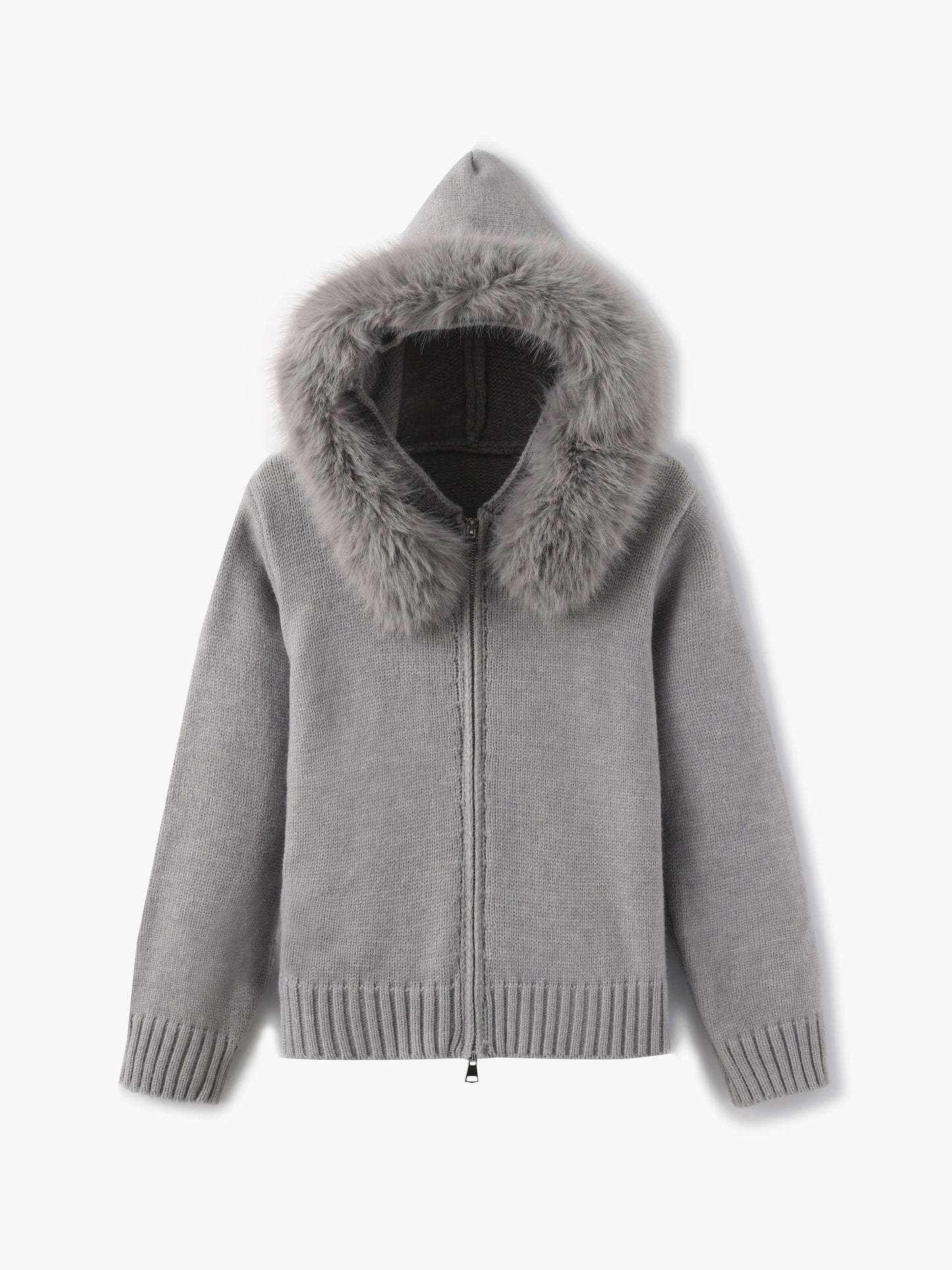 Damen Winterjacke Grau Kapuze Kunstpelz Warm - BerlinGlamour