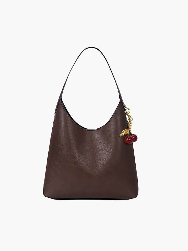 Elegante Damen-Tasche Schwarz mit Kirschanhänger Zeitlos
