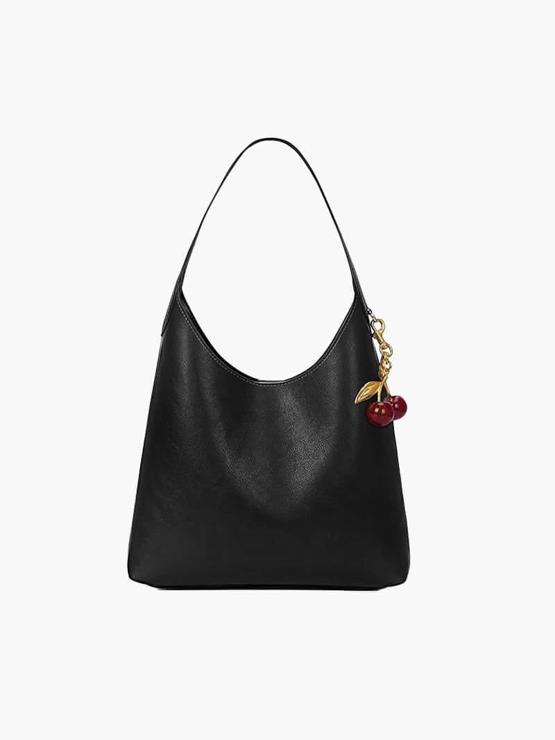 Elegante Damen-Tasche Schwarz mit Kirschanhänger Zeitlos - BerlinGlamour