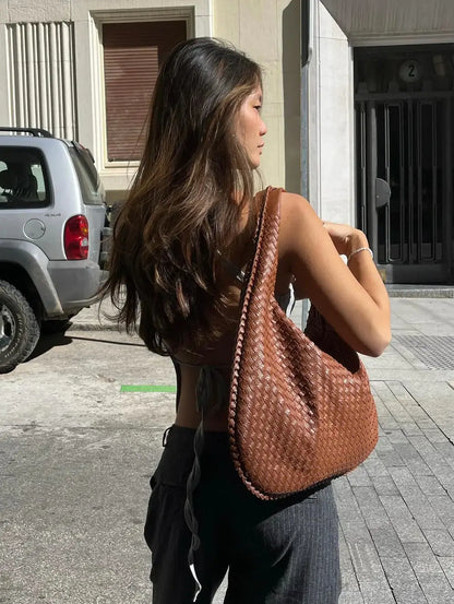 Große geflochtene Hobo Handtasche Frauen
