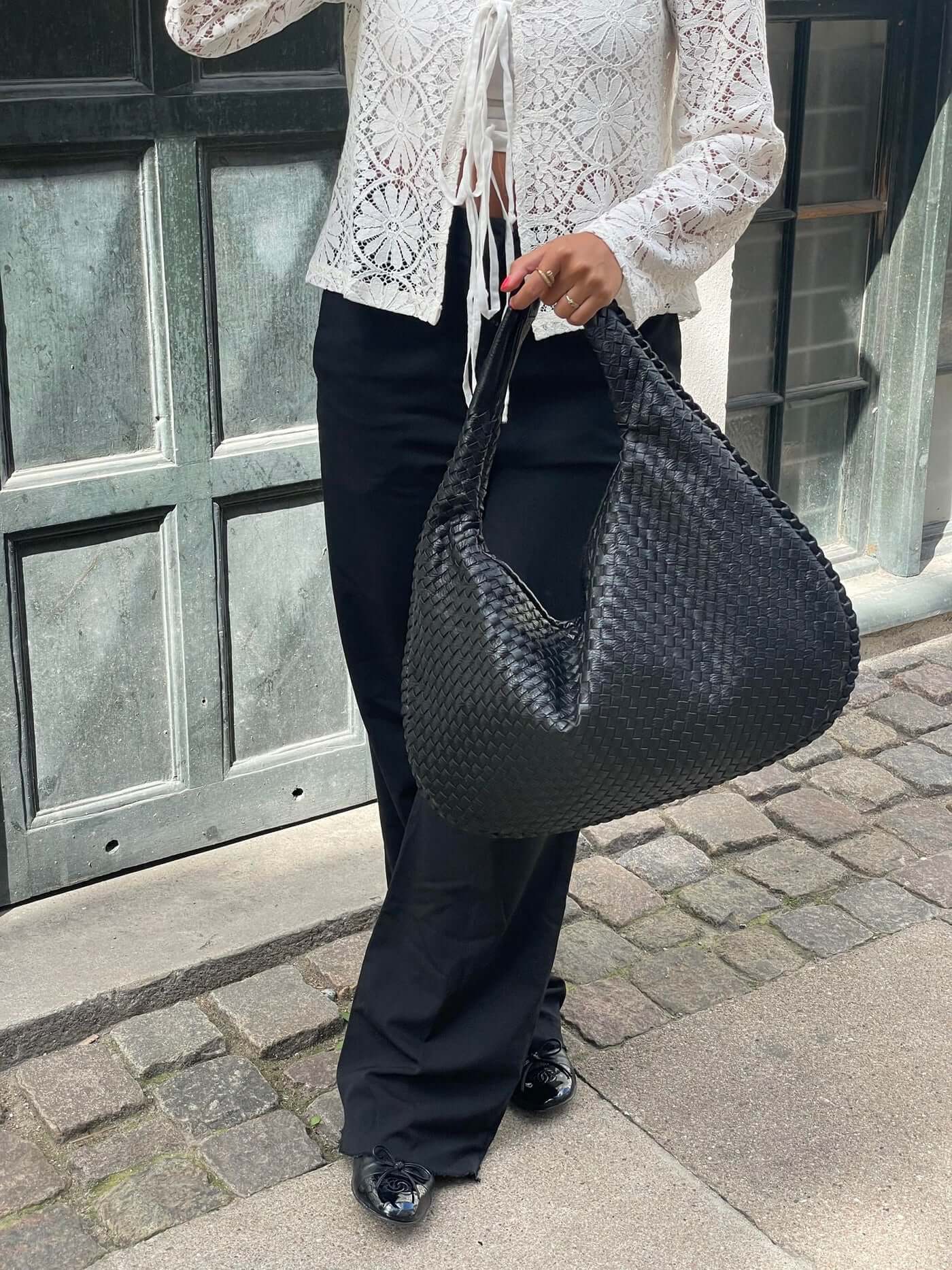 Große geflochtene Hobo Handtasche Frauen