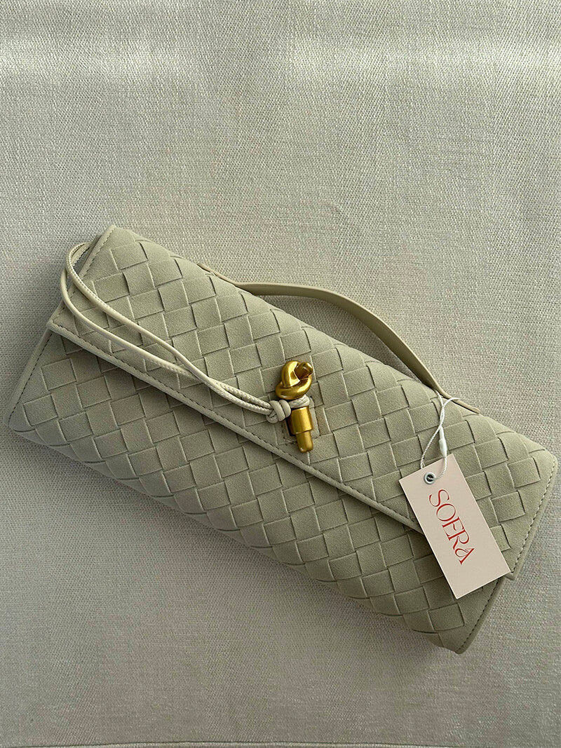 Geflochtene Clutch aus Kunstleder Elegante Handtasche