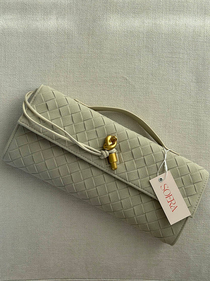 Geflochtene Clutch aus Kunstleder Elegante Handtasche