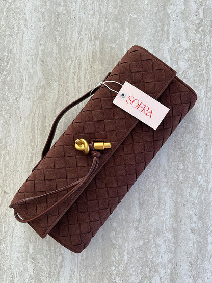 Geflochtene Clutch aus Kunstleder Elegante Handtasche