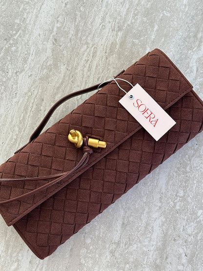 Geflochtene Clutch aus Kunstleder Elegante Handtasche