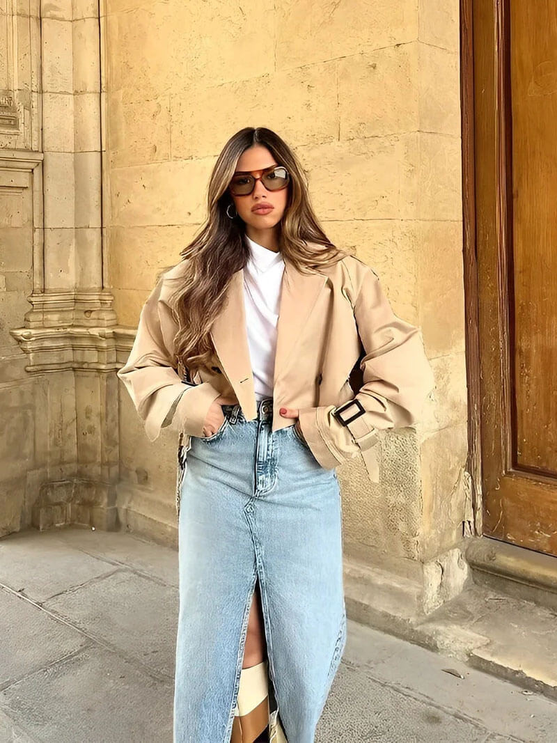 Damen Trenchcoat Leicht Übergangsjacke Modern - BerlinGlamour
