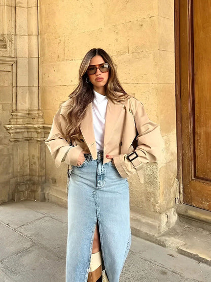 Damen Trenchcoat Leicht Übergangsjacke Modern - BerlinGlamour
