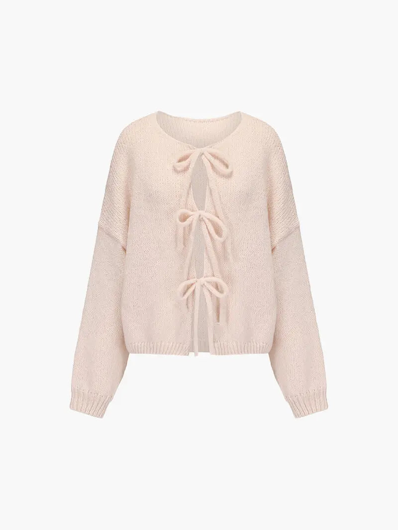 Strickjacke Damen Weich mit Schleife Rosa - BerlinGlamour