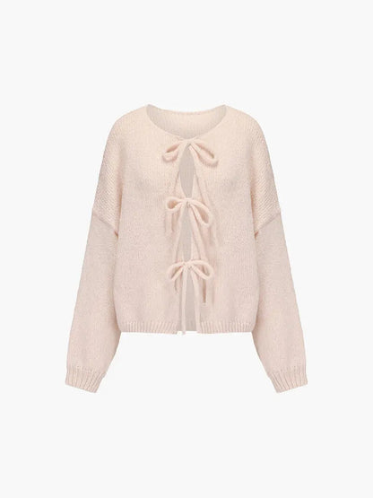 Strickjacke Damen Weich mit Schleife Rosa - BerlinGlamour