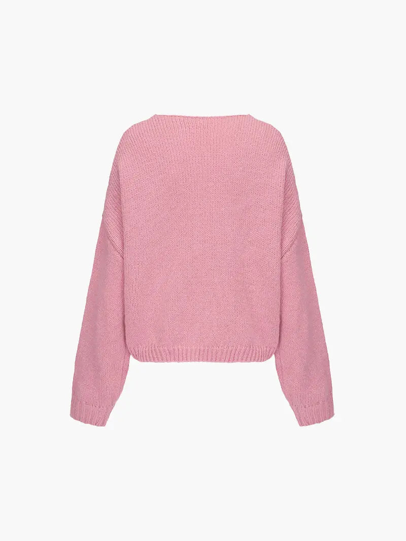 Strickjacke Damen Weich mit Schleife Rosa