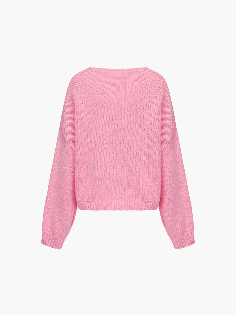 Strickjacke Damen Weich mit Schleife Rosa