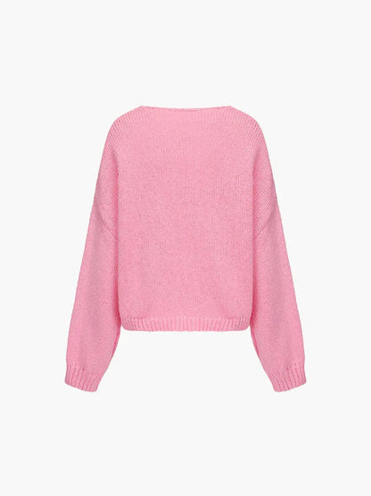 Strickjacke Damen Weich mit Schleife Rosa