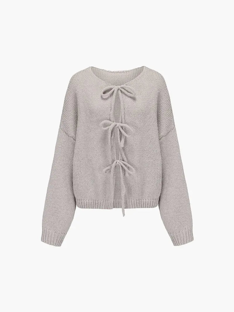 Strickjacke Damen Weich mit Schleife Rosa
