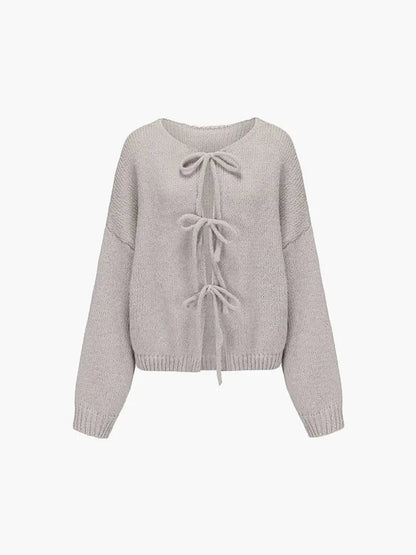 Strickjacke Damen Weich mit Schleife Rosa