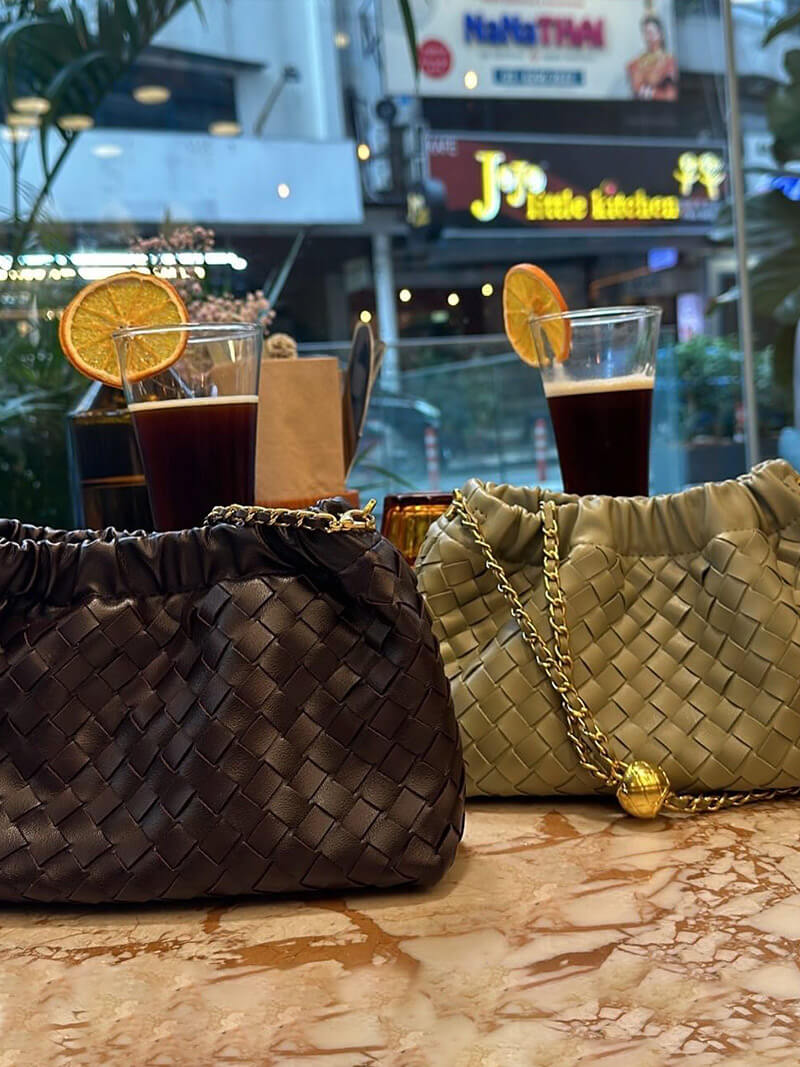 Luxus Damenhandtasche Goldene Kette Elegante Schultertasche