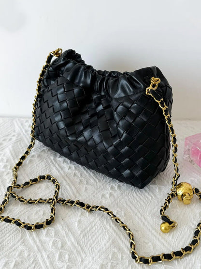 Luxus Damenhandtasche Goldene Kette Elegante Schultertasche