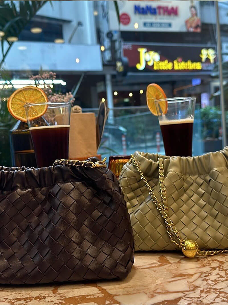Luxus Damenhandtasche Goldene Kette Elegante Schultertasche