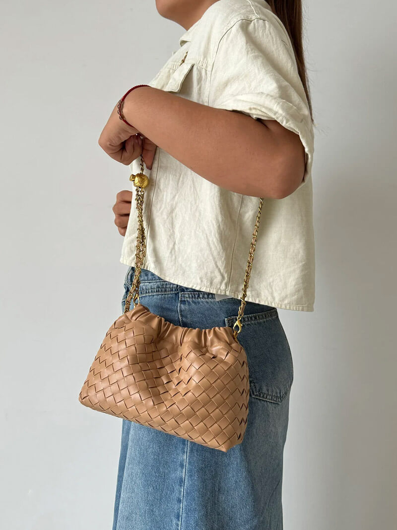 Luxus Damenhandtasche Goldene Kette Elegante Schultertasche