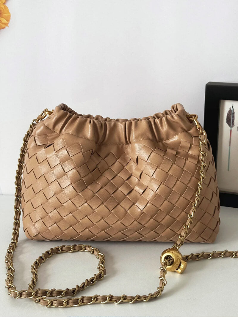 Luxus Damenhandtasche Goldene Kette Elegante Schultertasche