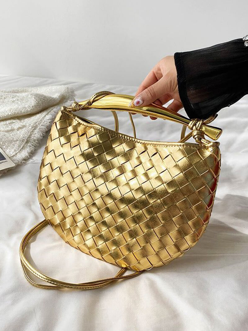 Geflochtene Kunstleder-Tasche Elegante Schultertasche
