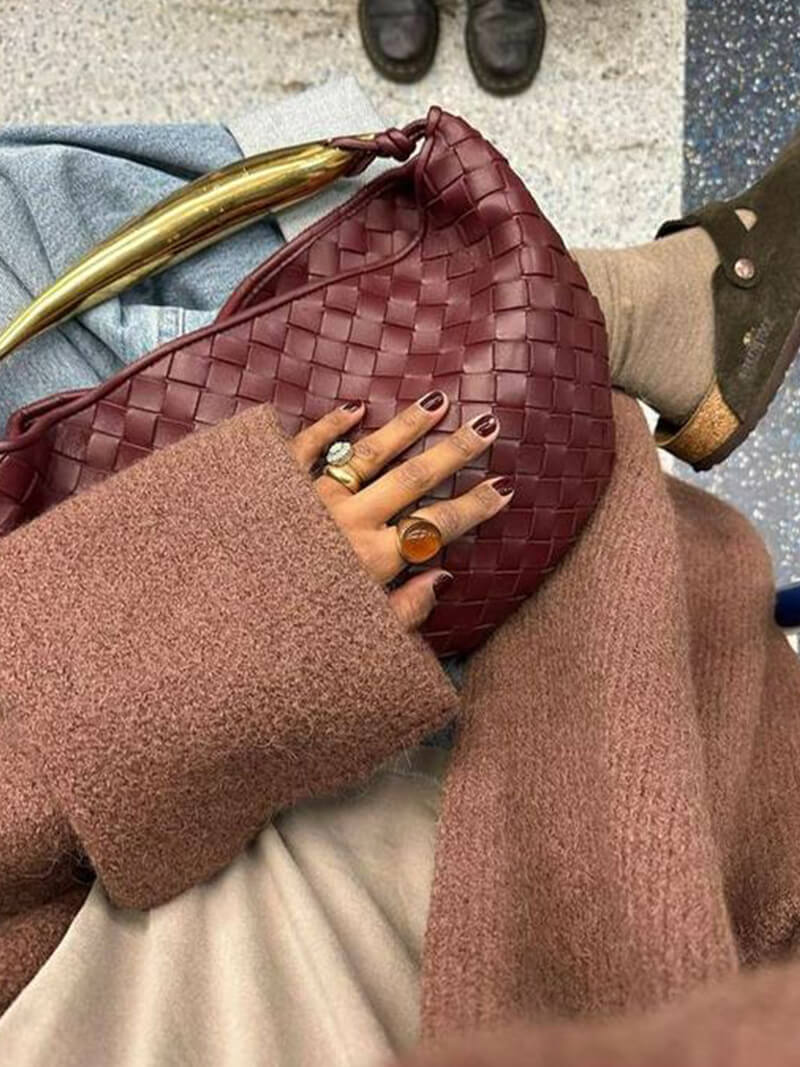 Geflochtene Kunstleder-Tasche Elegante Schultertasche